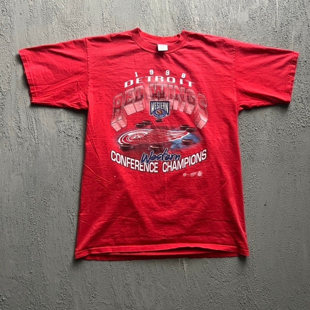 Vintage Detroit Red Wings Shirt XL Red 1990s NHL Western Conference